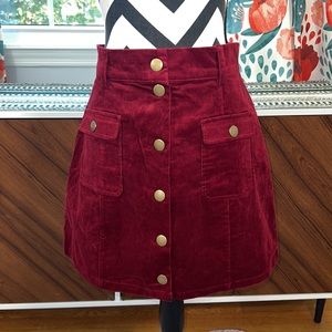 Unique Vintage Burgundy Corduroy Marlo Mini Skirt